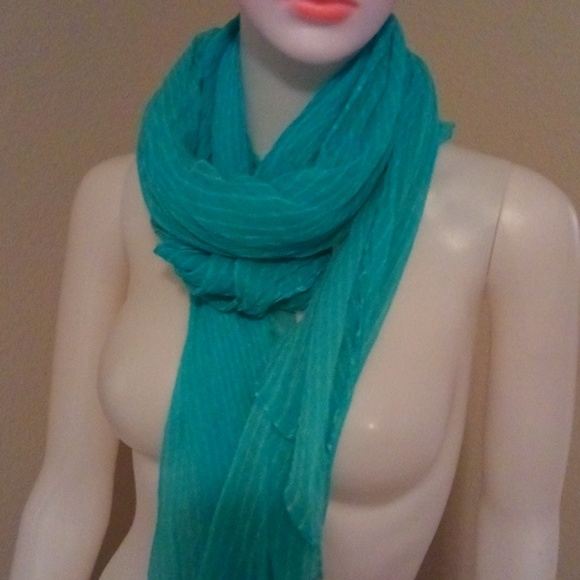 Sheer turquoise sarong pareo scarf wrap shawl - Picture 5 of 8